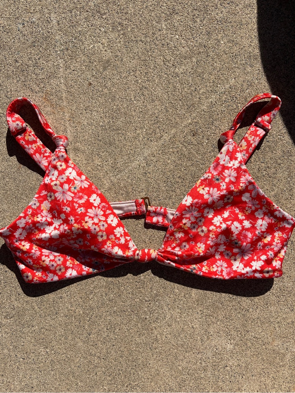 Skatie Red Floral Bikini Top